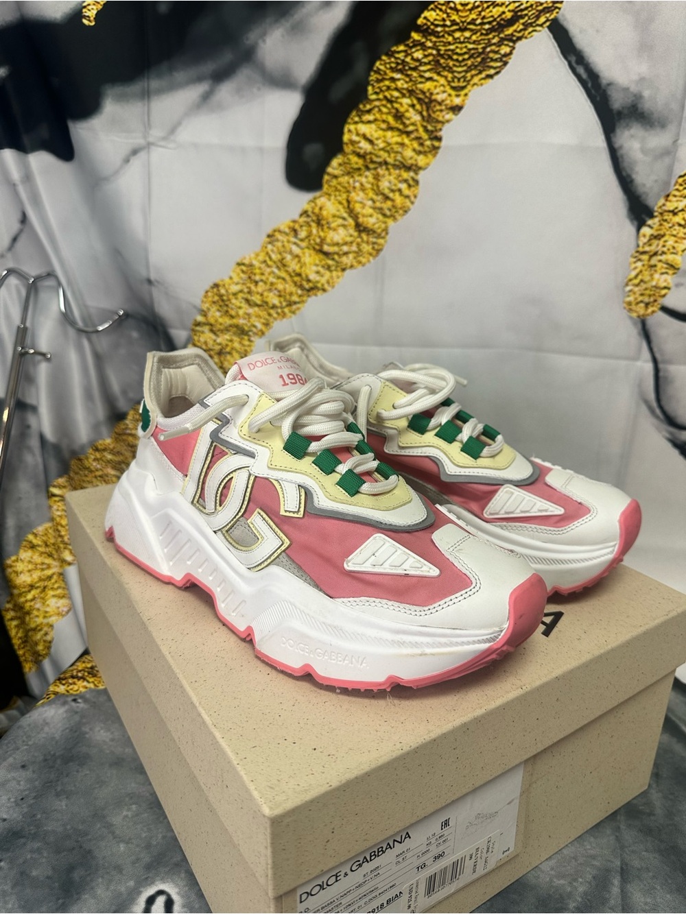Dolce & Gabbana Pink & White Women's Chunky Sneaker size 39